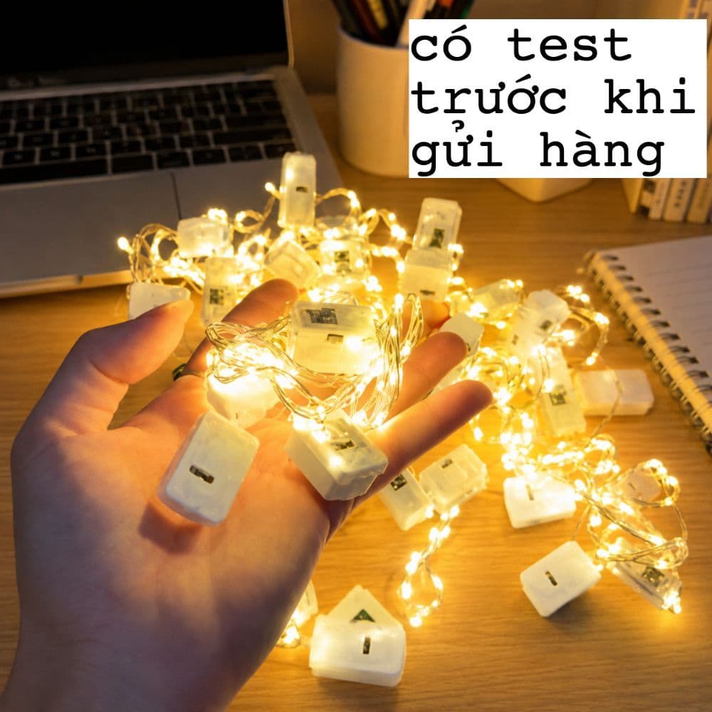 Combo 50/100 đèn nháy vàng 2m sẵn pin - tỉ lệ 99% đã test trước khi gửi hàng