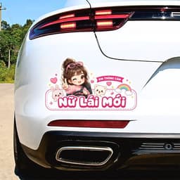 [Hỏa Tốc] Tem Decal Dán Xe Hơi "Nữ Lái Mới" Dễ Thương Chống Thấm Nước - Tem Dán Cảnh Báo Ô Tô Ngộ Nghĩnh, Đáng Yêu 4