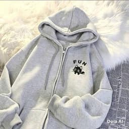 Áo khoác hoodie zip freesize mũ to 2 lớp, tay xỏ ngón, gồm 2 túi, áo chống nắng 38 -50KG -FUN FUN siêu xinh 7
