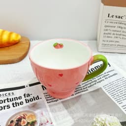 Cốc/Ly uống nước Gốm Sứ họa tiết Tim Hồng [ TẶNG KÈM THÌA SỨ ] 5