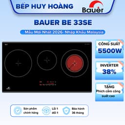 Bếp điện từ BAUER BE 33SE | Nhập khẩu nguyên chiếc Malaysia | Bếp 2 từ 1 hồng ngoại | Bảo hành 3 năm 1