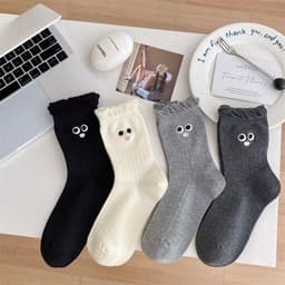 Combo 5 Đôi / 10 Đôi Tất Cotton Nữ Họa Tiết Mắt To Đáng Yêu 7