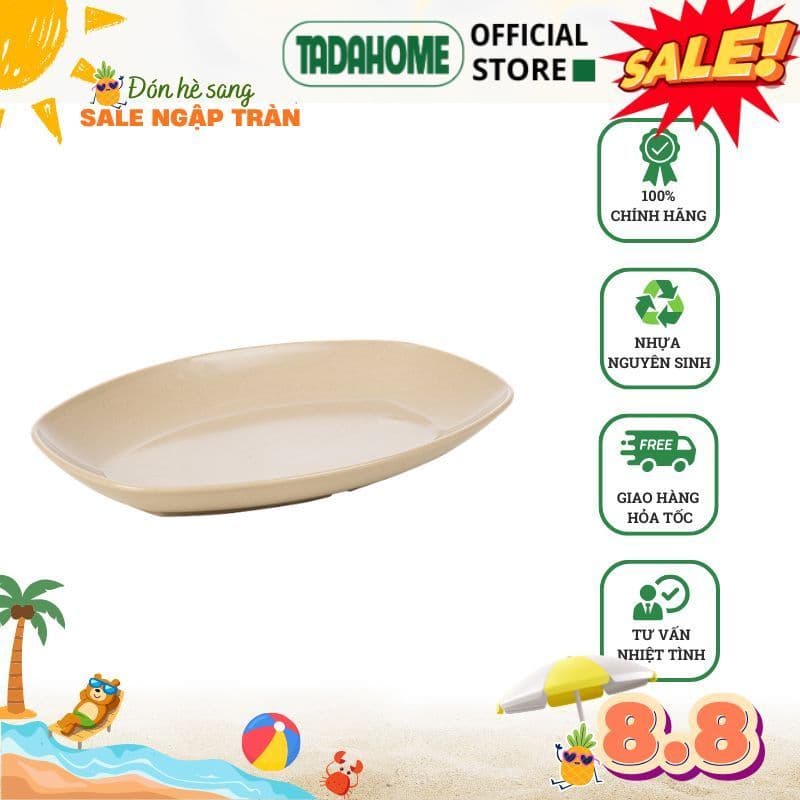 Combo Đĩa Bầu Dục Thái Việt Nhật Đĩa Nhựa 1253/4, Bộ Đĩa Đựng Hải Sản Thức Ăn Bền Đẹp - TADAHOME