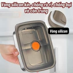 Combo 5 Hộp Đựng Thực Phẩm 1500ml inox có nắp đậy hút chân không, Khay Đựng để tủ lạnh ngăn mùi 19cm x 8,5cm x 13,8cm 7
