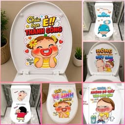 "Decal Dán Bồn Cầu Chống Thấm Nước Hình Thú Cưng Dễ Thương - Trang Trí Nhà Tắm Vui Nhộn" 3