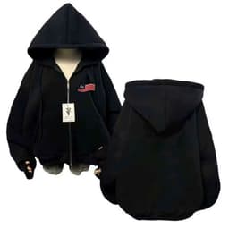 Áo khoác Hoodie Zip Trơn Vải 2 Da Chống Nắng Tốt Form Rộng Nam Nữ -hình LÁ CỜ MỸ AAaaa, 2