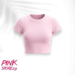 ( Free size 28 - 43kg ) Áo Croptop Nữ Cổ Tròn Tay Ngắn Kiểu Dáng Basic  -áo croptop trơn. 2
