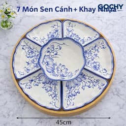 [GOCHY] Bộ Bát Đĩa Hoa Mặt Trời Họa Tiết Hoa Sen Chất Liệu Gốm Sứ Ceramic Bát Tràng Cao Cấp Trang Trí Mâm Cơm Sang Trọng 8