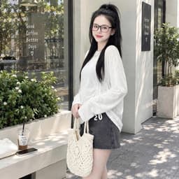 Áo thun nữ cổ tròn tay dài phối dây rút eo cá tính thời trang thu đông phối đồ xinh hot hit  TGD05 54 0 8 43 65 83 65 5 7