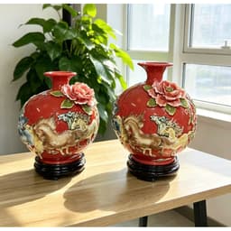 [TẶNG ĐẾ VÀ HỘP QUÀ] Bình Hút Lộc Bát mã đắp nổi RỒNG VIỆT xanh lá, Quà tặng tân gia mệnh mộc, hỏa 7