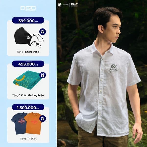 Áo Sơ Mi Ngắn Tay DGC Phong Cách Trẻ Trung, Chất Vải Mềm Nhẹ - SASNBB28M