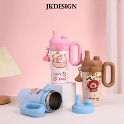 Bình Giữ Nhiệt Hoạ Tiết CAPYBARA Thể Tích 850ml , Có tay cầm và ống hút dễ thương 2