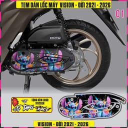 Tem Dán Lốc Máy Xe VISION Đời 2021 Đến 2026 Mẫu Thỏ Bunny Cực Chất Decal 3Lớp 1