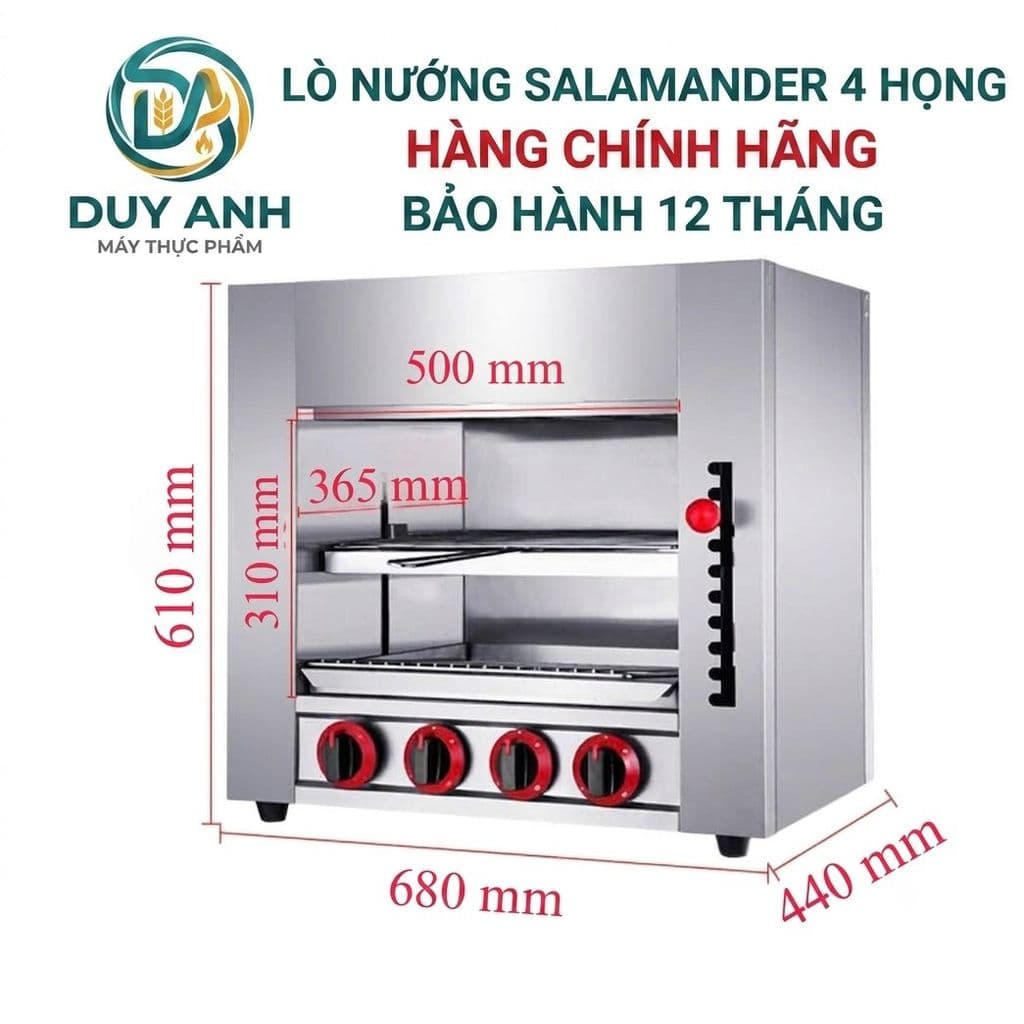 Lò nướng Salamander 4-6-8-10 họng inox 304 chạy gas, hoàn hảo cho nướng hải sản, thịt, sườn. Bảo hành 18 tháng công ty.