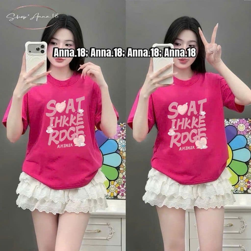 Áo thun , áo 3158 cotton khô, áo thun nữ form rộng nam nữ tay lỡ mẫu trơn unisex -chữ  SOAT HỒNG