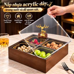 Hộp Mứt Tết, Khay để bánh kẹo 6 ngăn có hũ đựng, Khay đựng bánh kẹo tết, Khay đựng mứt trang trí decor phòng khách 2