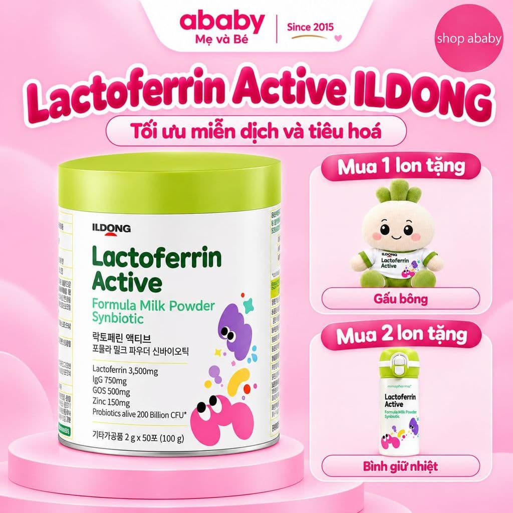 Lactoferrin Active ILDONG Hàn Quốc, Bổ Sung Lactoferrin, IgG, Lợi Khuẩn Và Kẽm, Hỗ Trợ Tăng Cường Đề Kháng Cho Bé