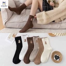 Combo 10 đôi tất gấu cổ cao ấm áp phong cách vintage,Set tất gấu cổ cao phong cách Hàn Quốc 2