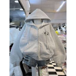 Áo khoác nỉ unisex dài tay màu xám có mũ 2 lớp và khóa kéo năng động cho mọi lứa tuổi-linhhai98 3