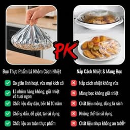[50 Tấm] Màng Cách Nhiệt Lá Nhôm, Giữ Nhiệt Hộp Cơm, Cách Nhiệt Thức Ăn, Bảo Quản Thực Phẩm Tái Sử Dụng 7