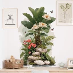 DT26 - 60x90cm Decaltrong dán tường bụi cây, khóm cây tiểu cảnh. Decal dán tường trang trí sẵn keo dán 2