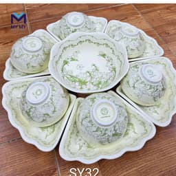 Bộ Bát Đĩa Hoa Mặt Trời 45cm  Hoa Dành Dành Dùng Trang Trí , Bày Mâm Cơm Cúng 5