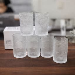 Bộ Bình Cốc Thủy Tinh Họa Tiết Giọt Nước Cao Cấp, Bình Có Quai Cầm Kèm 6 Ly, Kèm Khay Sang Trọng – Bộ Bình Ly Tiếp Khách 3
