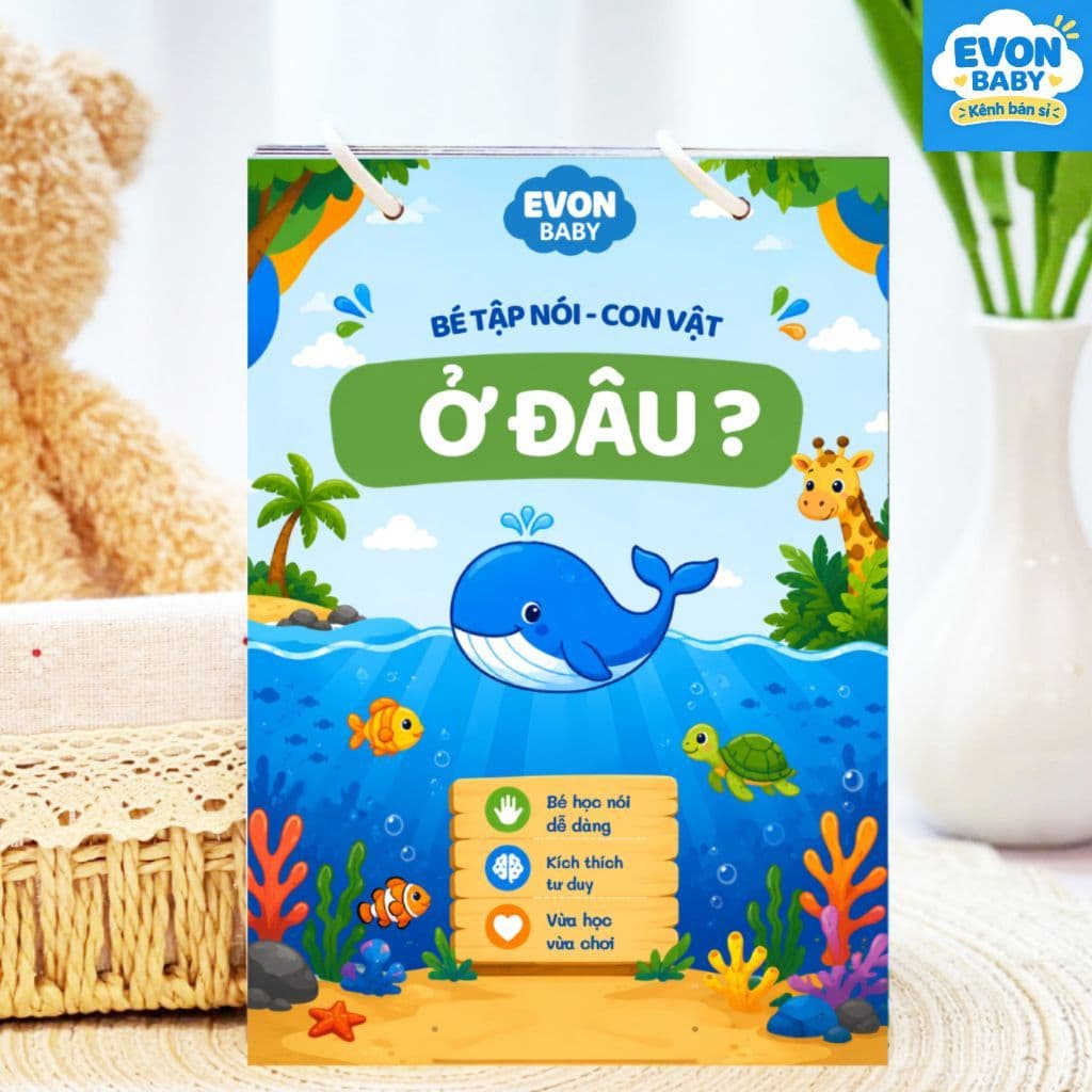 Thẻ Flash EVON BABY dạy bé tập nói - Giúp Bé Tập Nói Sớm - "Các Con Vật Ở Đâu?"