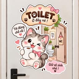 "Decal Dán Cửa Nhà Vệ Sinh Hoạt Hình Dễ Thương, Chống Thấm Nước, Bền Đẹp" 5