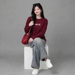 Áo Thun nữ cotton cổ tròn tay dài thu đông in chữ em bé basic siêu đẹp style đơn giản  CT EMBE 1 4 9