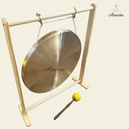[Amrita] [Hàng Sẵn] Golden Chau Gong 60cm kèm đế gỗ và chày bông - CXNP532 5