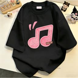 COD✅ (Hồ Chí Minh)RTOML áo phông áo xinh áo kiểu nữ bigsize In hoa nổi nốt nhạc tông hồng 2