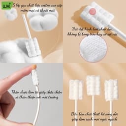 Que Tưa Lưỡi, Rơ Lưỡi Wai Cho Bé Từ 0-2 Tuổi Bông Kháng Khuẩn, Hộp 30 que - Timikid 2