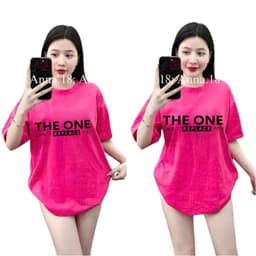 (  Áo Thun MỎNG )  Áo Thun Cotton Form Oversize Unisex Nam Nữ Đơn Giản Basic Mặc Hằng Ngày chữ THE ONE 3