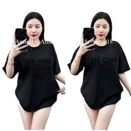 (  Áo Thun MỎNG )  Áo Thun Cotton Form Oversize Unisex Nam Nữ Đơn Giản Basic Mặc Hằng Ngày chữ THE ONE 4
