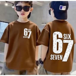 Áo thun bé trai số 67 họa tiết in trên mặt trước và sau tay ngắn Cotton nguyên chất thoải mái khi mặc quần áo thời trang mùa hè không nóng bỏng Có nhiều kích cỡ. 4