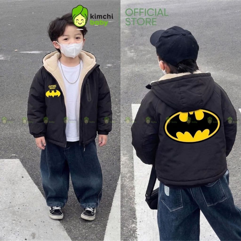 [12-37KG] Áo Khoác Lông Cừu Cho Bé Trai Bé Gái KIMCHIBABY Dày Dặn Giữ Ấm Chống Gió Họa Tiết Hoạt Hình Đáng Yêu AK602