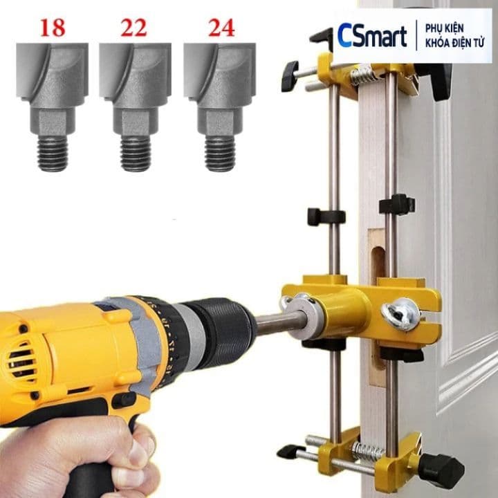 Bộ Cữ Phay Lỗ Ổ Khóa Cửa, Bộ Định Vị Khoét Đục Lỗ Lắp Khóa Vân Tay, Khóa Điện Tử, Dụng Cụ Thợ Khóa