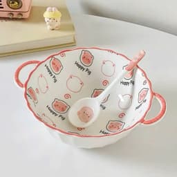 Set Bát Đĩa 8 MónChất Liệu  Gốm Sứ họa tiết Heo Hồng - Set Quà Tặng ý nghĩa cho bé yêu 8