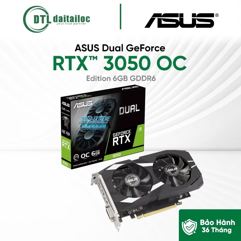 Card màn hình VGA ASUS Dual GeForce RTX™ 3050 OC Edition 6GB GDDR6 | Chính Hãng | Bảo hành 36 tháng