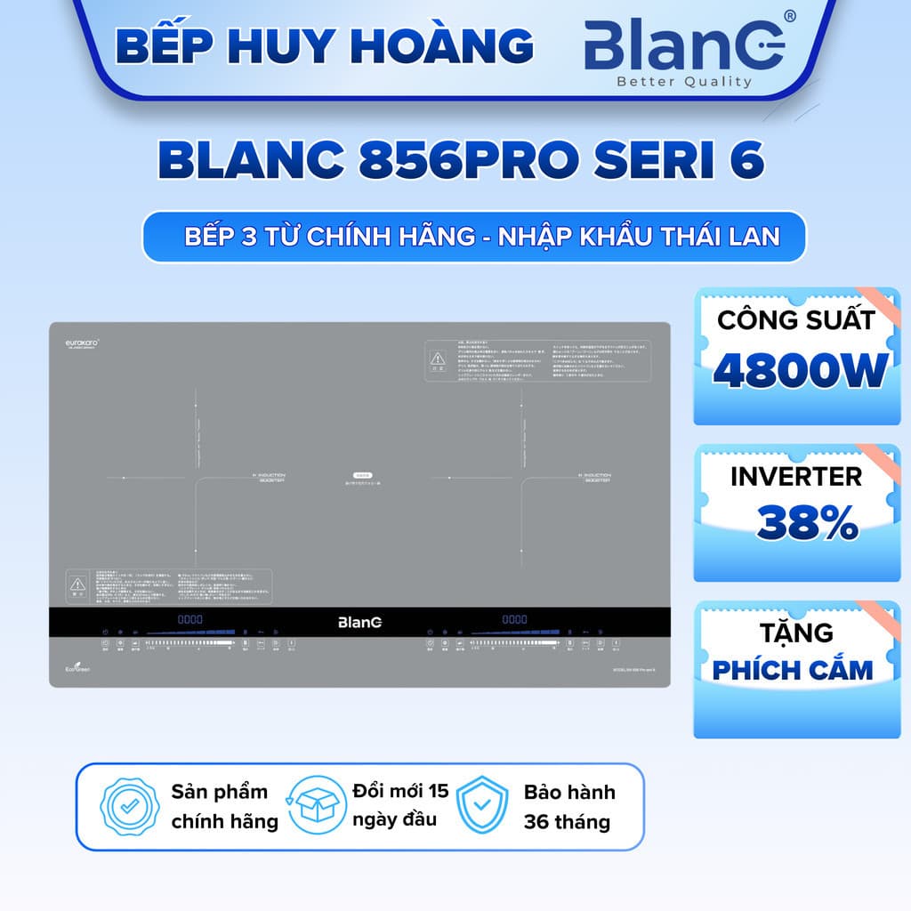 Bếp từ đôi BLANC 856Pro Seri 6 | Nhập khẩu Thái Lan | Mặt kính Eurocaro Nhật Bản
