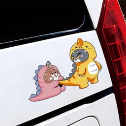 HỎA TỐC Decal Dán Xe Hơi Hình Tom Và Jerry Mặc Áo Khủng Long Hài Hước Chống Thấm Nước - Tem Dán Trang Trí Ô Tô Độc Lạ. 2