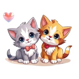Decal Dán Xe Hơi  Hình Cặp Đôi Mèo Chibi Dễ Thương Chống Thấm Nước 8