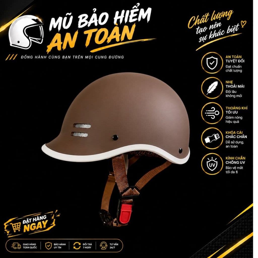 [ĐẠT CHUẨN AN TOÀN] Mũ Bảo Hiểm Cá Heo Cao Cấp Nửa Đầu Nam Nữ Hot Trend Size người lớn