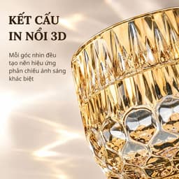 Bộ 6 Ly Thủy Tinh GOCHY HOME 300ml Vân Ong Dập Nổi 3D, Cốc Uống Nước Soda-Lime Không Chì, Dày Dặn Sang Trọng- Mix Vàng 3