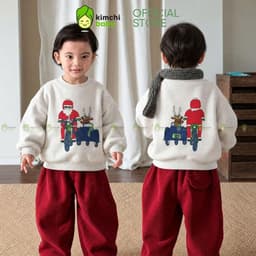 [10-29KG] Áo Nỉ Thu Đông Cho Bé Trai Bé Gái Kimchibaby Vải Nỉ 2 Da Cao Cấp Họa Tiết Noel Giáng Sinh Dày Mịn Ấm AN602 2