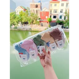 Set 5 -10 Đôi Tất Lưới Cổ Cao Chống Trơn Trượt Họa Tiết Hình Thú Màu Pastel Vớ 4 Mùa Thoáng Khí Cho Bé 0-3 Tuổi 8