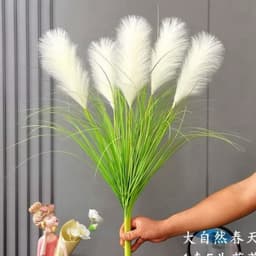 CÀNH LAU 5 BÔNG LỚN CAO 90CM DECOR SIÊU ĐẸP- HOA GIẢ TRANG TRÍ 5