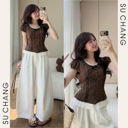 Áo Babydoll Phối Viền Tơ Bèo Cổ Nơ A927 Su Chang Thời Trang Nữ 7