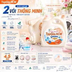 Nước Giặt Xả TopGia 4.5KG 2 Vòi Cao Cấp – Lưu Hương 100H, Kháng Khuẩn 99%, Thơm Dịu Nhẹ, Giặt Sạch Mềm Vải 2
